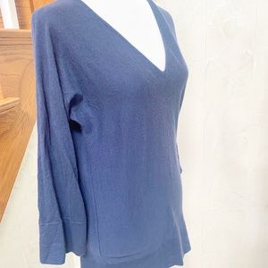 100% Cashmere Dolman Sleeve Steel Blue Sweater